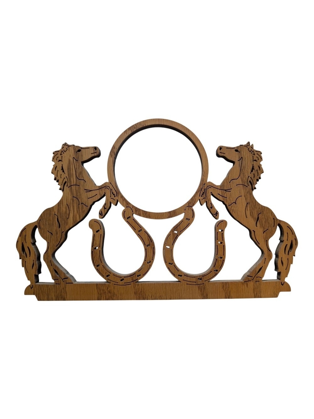 Wooden Horse & Horseshoe Wall Decor - Natural Brown